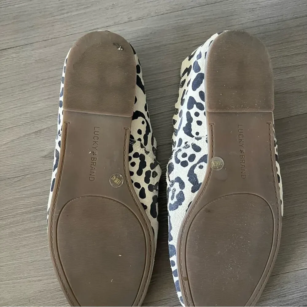 Lucky Brand Cloeey Leopard Suede Slide Mule Slip On 10M
